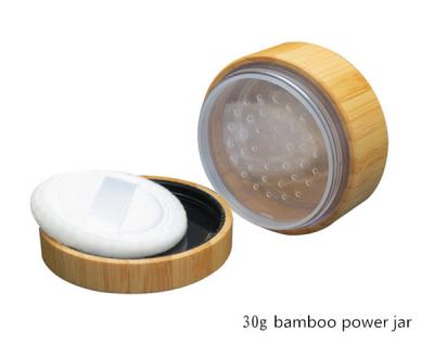 China 30cc  1 ounce empty  bamboo cosmetic loose power sifter  jar natural bamboo lid for sale