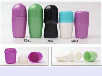 China empty Refillable  50ml 70ml 80ml  PP Plastic Round Lid Flat Lid Deodorant Plastic Tube Empty Roll On Cosmetic bottle for sale