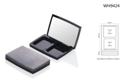 China plastic square cosmetic compact power box with divided case  with 2 compartments for sale