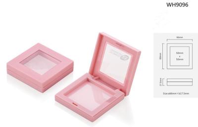 China Korea style pink square cosmetic pressed powder container with window for sale