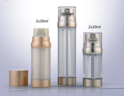 China 40ml 60ml 100ml  Cosmetics Lotion Bottle Dual Chamber Plastic Bottle for sale