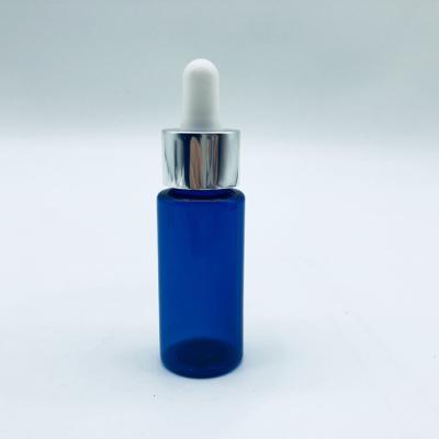 China 30ML 1OZ plastic PET cosmetic dropper oil bottle plastic blue dropper bottle for sale