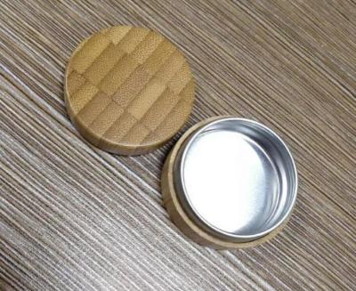 China Eco friendly cosmetic container 1oz 30g eye shadow facial hand eye cream tin aluminum inner jar with bamboo shell for sale