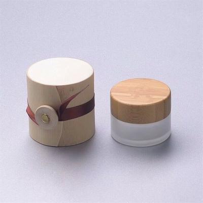 China wholesale 15g  clear frosted bamboo glass cream cosmetic jar with PP inner nature bamboo lid for sale