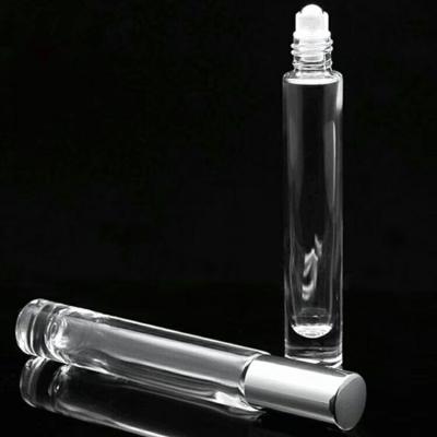 China 15ml glass roll on bottle round shape clear cosmetic perfume vial for sale