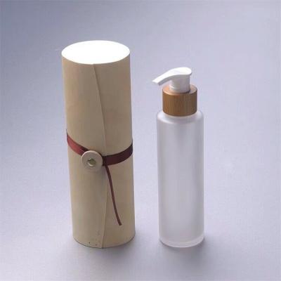 China 100ml  33.33 ounce cosmetic bamboo frosted glass  bottle for skin care packaging for sale