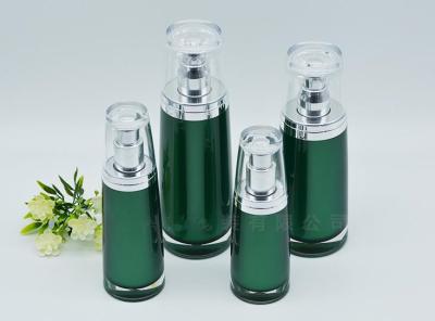 China wholesale new design luxury green empty 30ml 50ml acrylic face cream airless lotion cosmetic bottle for sale