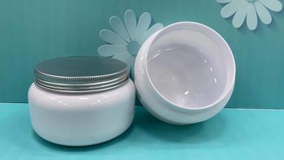 China 300ml 10oz Cosmetic Facial Mask white Jar PET  Jar with Screw aluminum Cap for sale