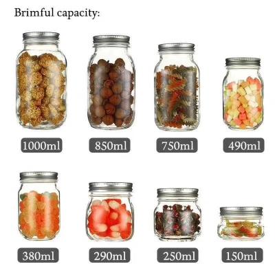 China embossed kitchen food Glass Storage Jars with lid glass bottle for honey for sale