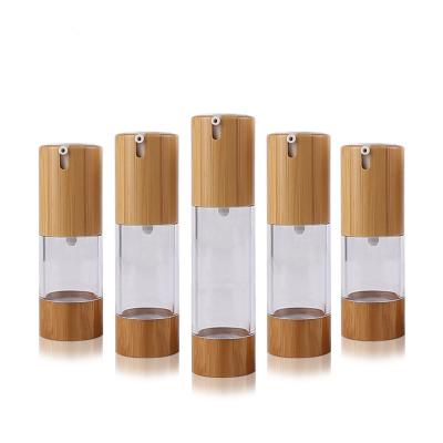 China 15ml 30ml 50ml bamboo airless pump bottle for cosmetic packing for sale