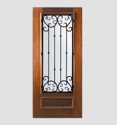 China Pre hung double glazed solid wood full lite iron doors single price for sale