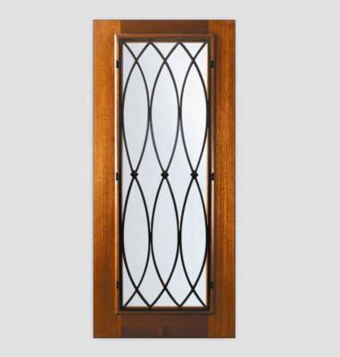 China Pre hung full lite iron glass solid wood interior doors for wine cellar for sale