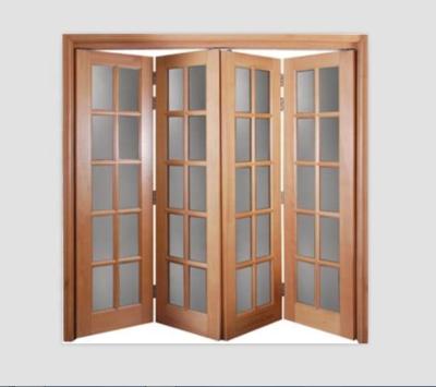 China Pre-hung Wooden House Partition 4 Panel Bifold Doors With Glass for sale