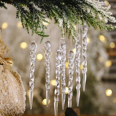 China Christamas Home Decoration 12pcs/bag Xmas Snowflakes Christmas Tree Ornament Simulation Ice Winter Party New Year Decoration Hanging Icicle for sale