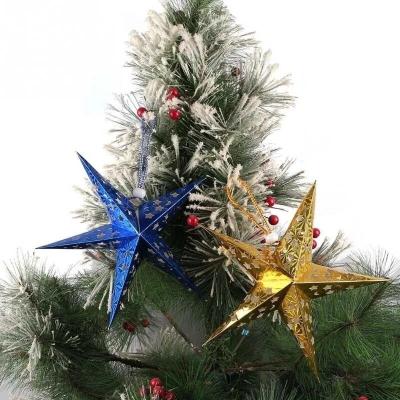 China Christamas Home Decoration 30cm Christmas Paper Stars Home Christmas DIY String Star Christmas Party Decoration Tree Hanging Ornaments for sale