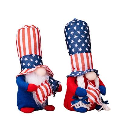 China Party Accessories 2023 Memorial Day Dwarfs Striped Dwarfs 4th July Gift Independence Day Doll Handmade Red And White Hat Doll Children for sale