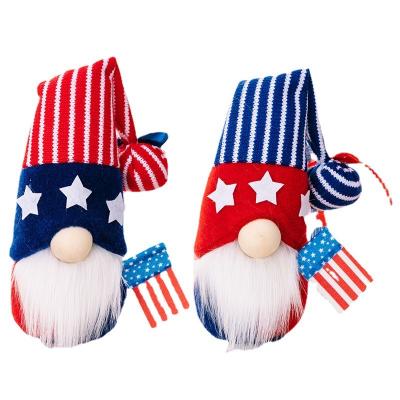 China 2023 Independence Day knitted hat faceless doll party accessories with American flag dwarf decoration doll patriotic dwarf ornament 4th of July for sale