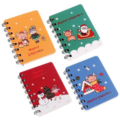 China Simple Mini Cartoon Christmas A7 Coil Book Notebooks For Students Educate Small Stationery Book for sale