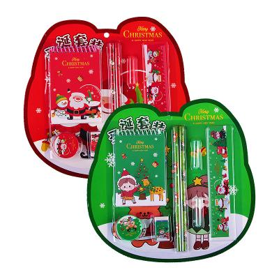 China 8Pcs/box Christmas Wooden Stationery Set Cute Children's Stationery Set Gift Box School Supplies Wholesale for sale