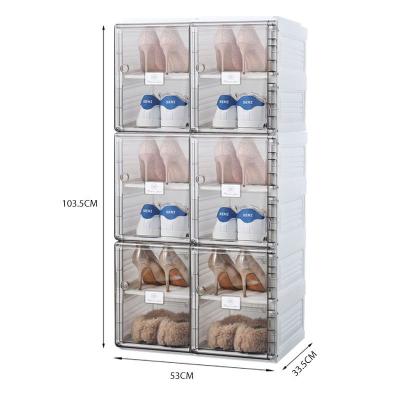 China Modern Adjustable Foldable Sneaker Box Storage Shoe Organizer (Size) Plastic Shoe Rack Stackable Cabinet for sale