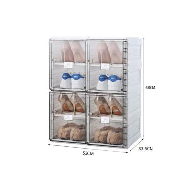 China Clear Plastic Shoe Boxes Adjustable (Height) Stackable Pull Out Transparent Shoebox Box Storage Racks Shoes Rack Convenient Assemblable Storage for sale