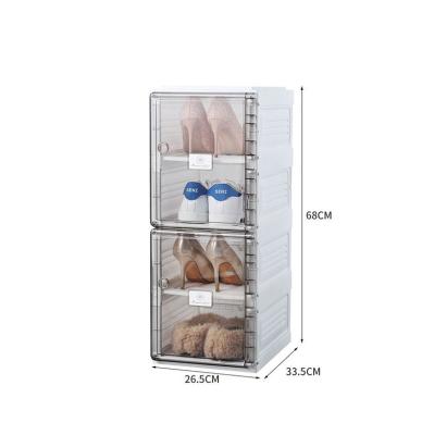 China (Size)Adjustable Collapsible Shoe Boxes Clear Plastic Stackable Shoe Storage Mens Packaging Shoe Boxes for sale