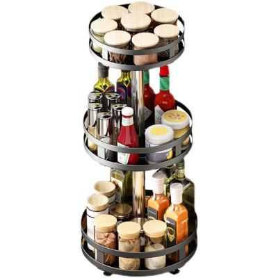 China 1 2 3 Caster Kitchen Sustainable Rotating Layers Storage Jar High Carbon Steel Quantity Rack Cosmetic Storage Rack Bottle for sale