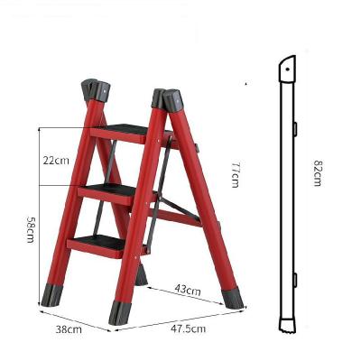 China The household living room ladder three-step folding ladder from the folding ladders manufacturer's direct sales with anti-slip protection be used as a storage rack for sale