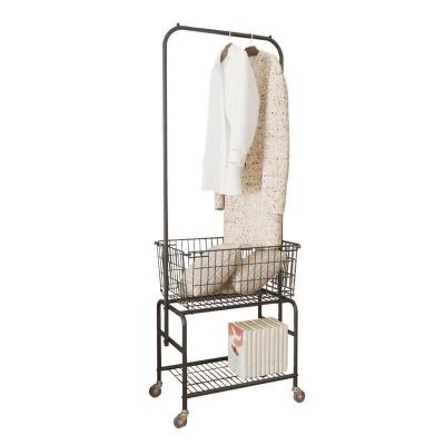 China (Other)Adjustable Rolling Hanger Storage Vehicle Hanger 2 in 1 Hanger with 2 Layer Metal Basket for sale