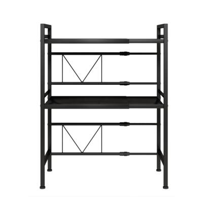 China Sustainable Kitchen 2 Layer Microwave Oven Storage Rack Retractable Microwave Oven Rack Rack for sale