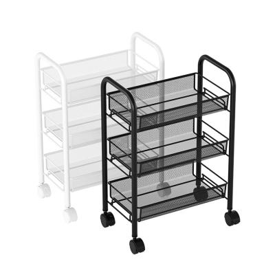 China Practical Metal Storage Cart Organizer Viable For Kitchen Office Trolley Home Medical Rolling Cart for sale