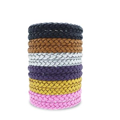 China Two Color Viable Leather Mosquito Repellent Bracelet for sale