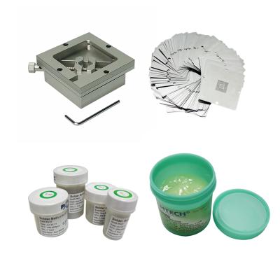 China Machinery repair shop rework fixtures 90*90 with Reballing stencil bga kit solder ball flux repair tool for sale