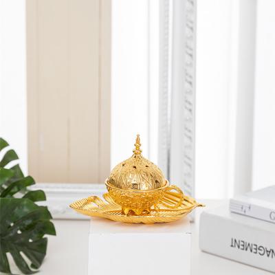 China Custom Mini Gold Metal Leaf Incense Cones Burner Holder Set Nordic Home Decor Wholesale Nordic Home Decor for sale