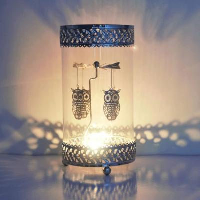 China Handmade Wholesale Top Snowflake Table Chime Containers Euro Style Rotating Candle Holder for sale