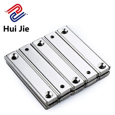 China Industrial Magnet Custom Size Block Magnetic Strong Magnetic Neodymium Rectangular Pot Magnets with Counter Bore Countersunk Hole Magnets for sale