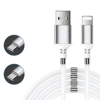 China Wholesale Magnetic Storage USB Cable On The Phone Current Round Magnetic Cable For Type C Mobile Phone Usb Lightning Fast Charging Iphone Micro Cable for sale