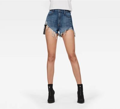 China 2021 New Arrival Summer Breathable Denim Shorts For Girls Women Blue Skinny Denim Shorts for sale