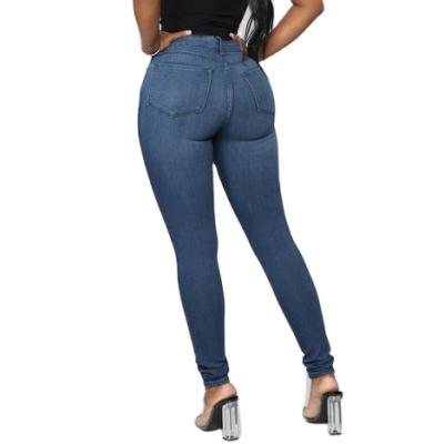 China Wholesale Custom Denim Ladies Blue Skinny Jeans Womens High Waist Breathable Jeans for sale