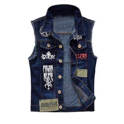 China Viable Vest Mens Boys Patch Denim Sleeveless Vest for sale