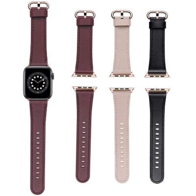 China 22mm Genuine Leather Watch Band Strap Black Pink Black For Apple Watch iWatch for sale