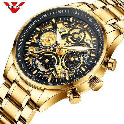 China NIBOSI Water Resistant New Fashion Hollow Big Dial Men's Watch Calendar Multifunction Sports Watch Quartz Waterproof Watch for sale