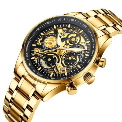 China NIBOSI 2020 New Fashion Hollow Water Resistant Big Dial Men's Watch Calendar Multifunction Sports Watch Quartz Waterproof Watch for sale