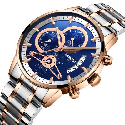 China Automatic Date NIBOSI Mens Watches Top Brand Luxury Chronograph Mens Sports Watches Waterproof Full Steel Quartz Mens Watch Relogio Masculino for sale