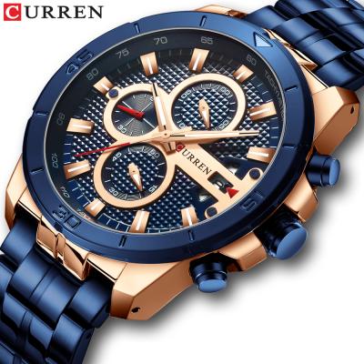 China CURREN New Automatic Date Watches Mens Brand Luxury Chronograph Sport Watch For Men Wrist Watch With Stainless Steel Band Business Casual Clock for sale