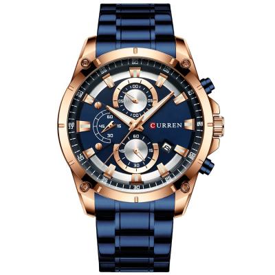 China CURREN Stainless Steel Automatic Mechanical Chronograph Waterproof Luxury Men's Date Watch for sale