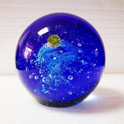 China Handmade Japan Cutome Murano Amber Zircon Gemstone Galaxy Glass Ball Beads Unique Universe Table Top Opens Crystal Glass Paperweight for sale