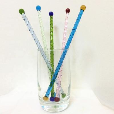 China Rod Glass Cocktail Bartender Disposable Glass Stirring Crystal Dink Juice Milk Tea Reusable Coffee Stirring Rod Swizzle Stick Stirrers for sale