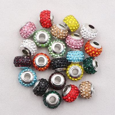 China Full Pave Diamond Beads Fashion Wholesale Full Pave Diamond Disco Ball Big Hole Clay Crystal Charm Rhinestone Beads For Diy Jewelry Findings for sale