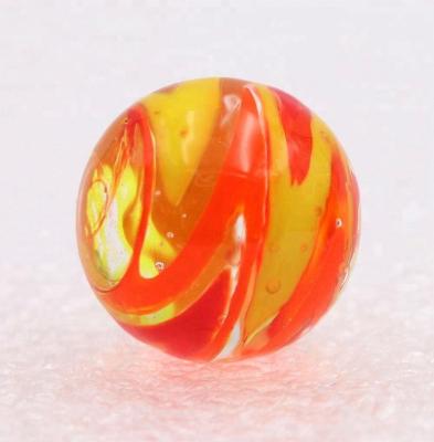 China Round Handmade Toys 16mm Rainbow Ball 14mm Orange / Red / Yellow Swirl Glass Marble Wholesale for sale